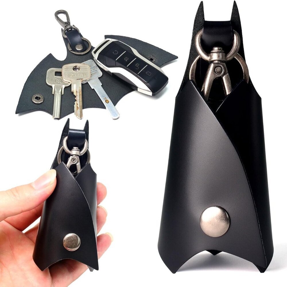 KeyChain Leather Bat Shape for men gifts and women Car key fob case,Leather fash